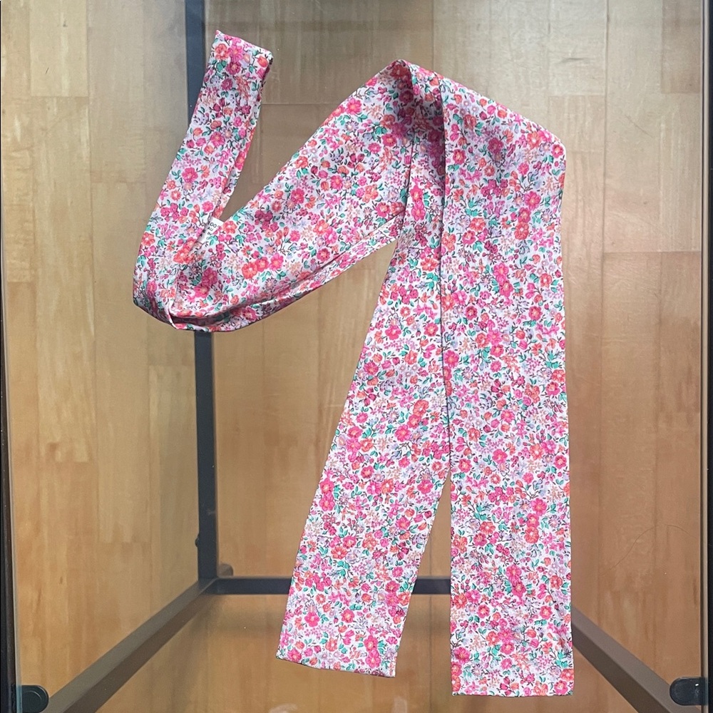 Pink Floral Silk Tie Scarf